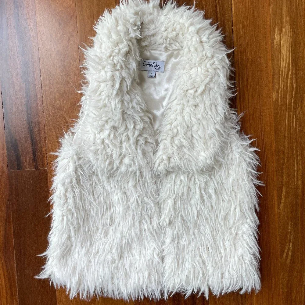 CoffeeShop Shaggy Whubby Faux Fur Drape Vest Sz M